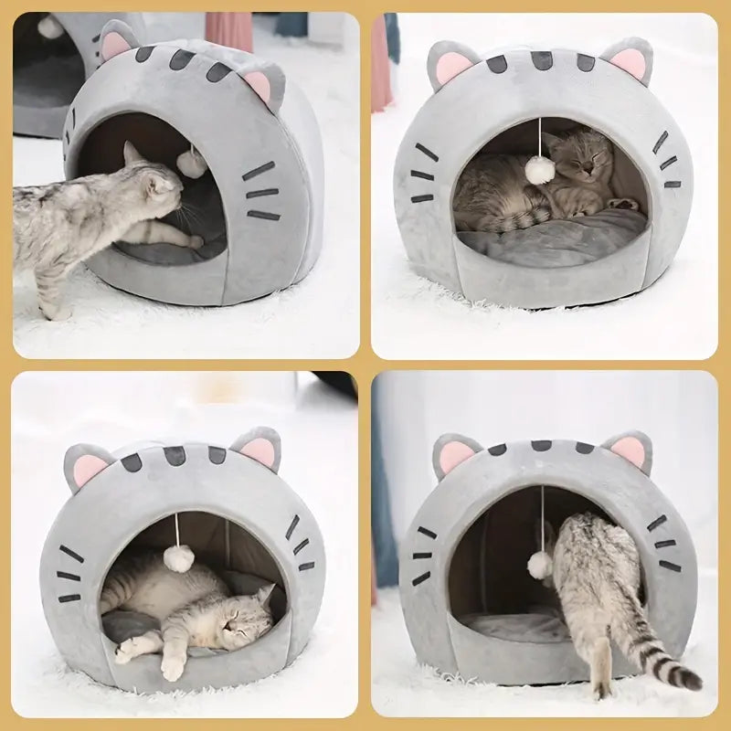 Cozy Cat Bed: Warm Pet House, Kitten Cave, and Sleeping Bag-4