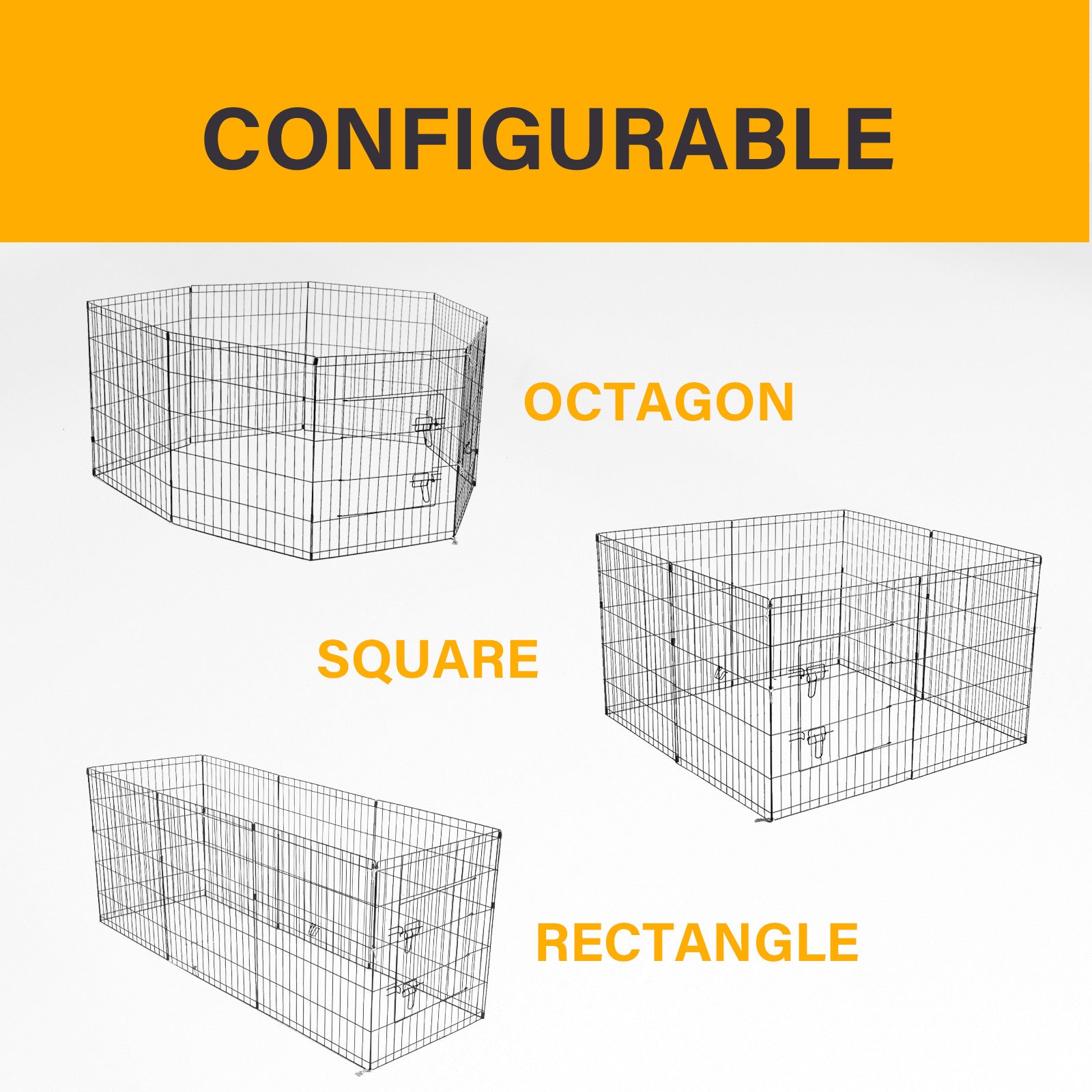 4Paws 8 Panel Playpen Puppy Exercise Fence Cage Enclosure Pets Black All Sizes - 30