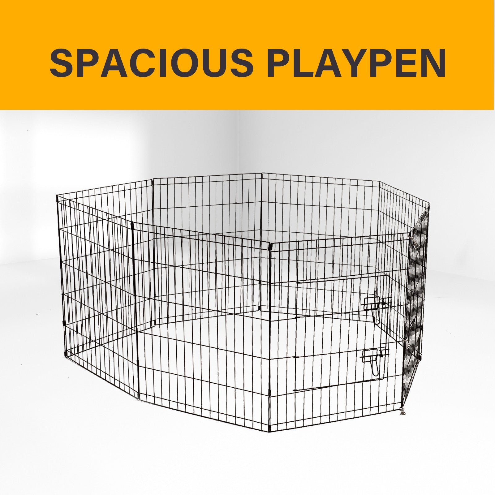 4Paws 8 Panel Playpen Puppy Exercise Fence Cage Enclosure Pets Black All Sizes - 30