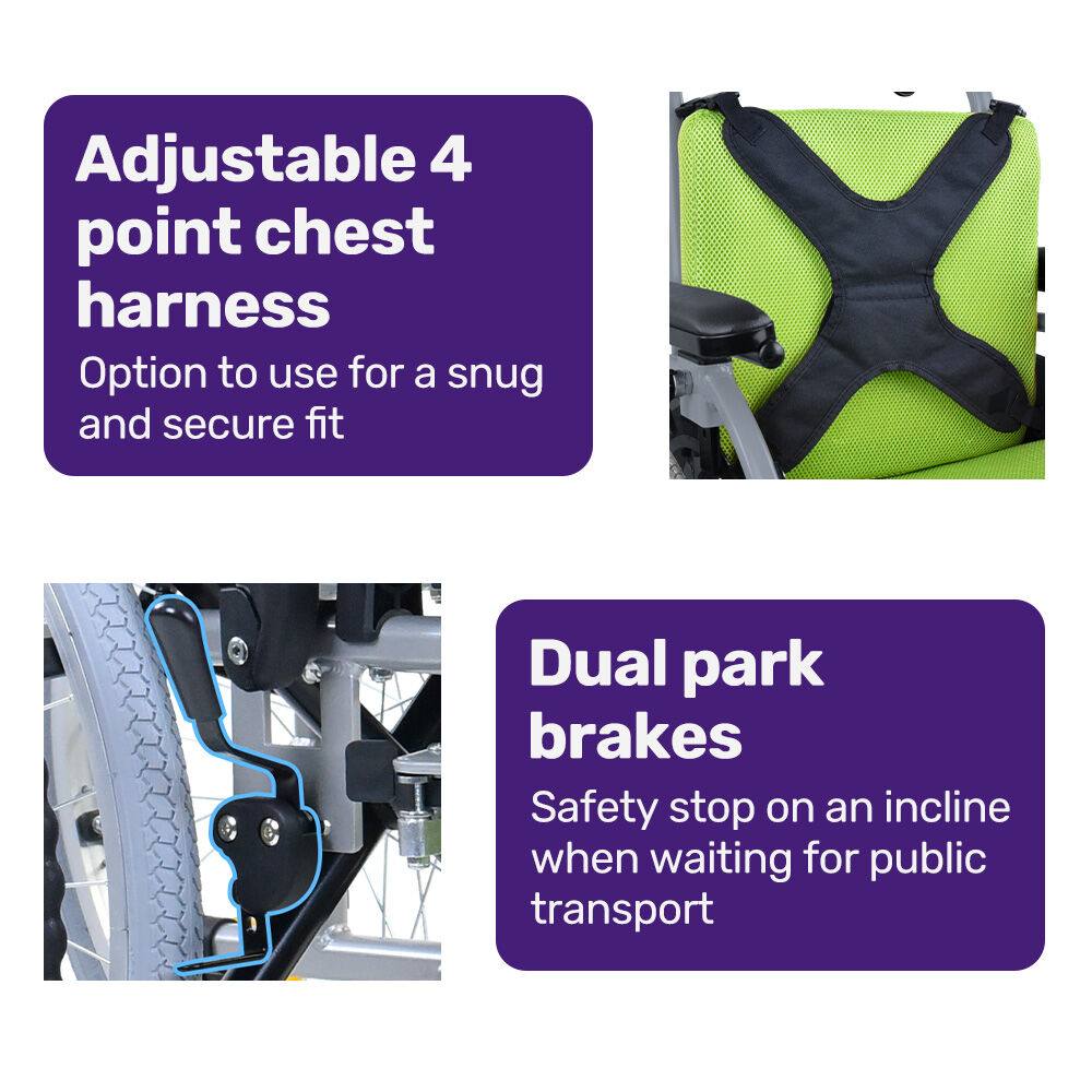 EQUIPMED Kids Premium Paediatric Wheelchair, Lightweight Aluminium, 22
