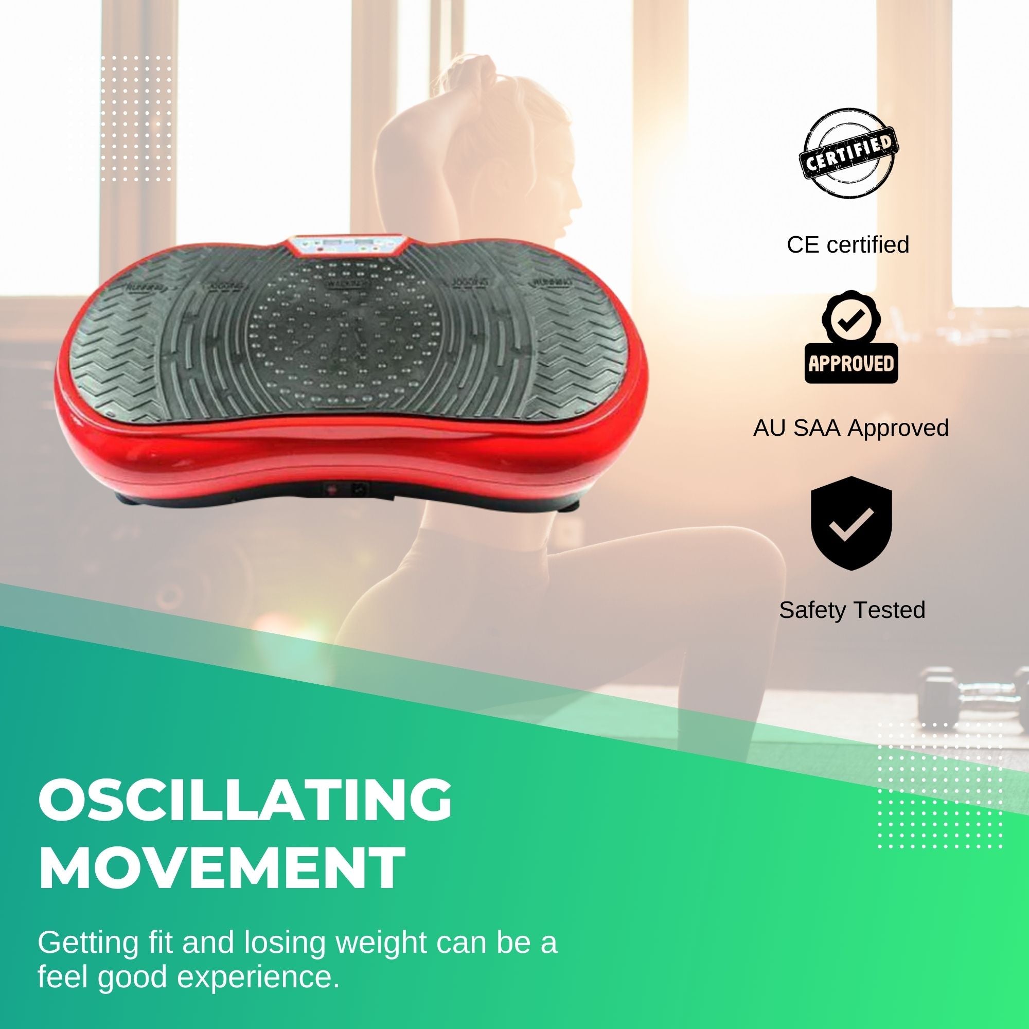 Social Hike Red Vibration Machine Platform - Exercise Plate Whole Body Workout