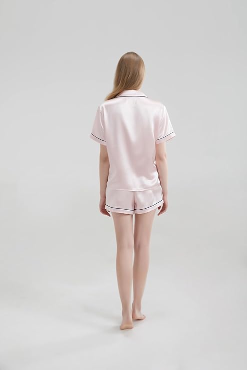 Silk Short Pyjama Set - Pink, Medium - Soft & Luxurious Sleepwear for Relaxation - Breathable Comfort for Restful Nights