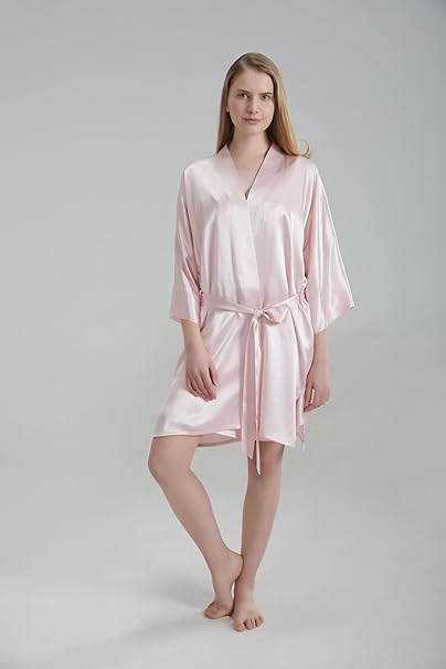 Silk Robe - Pink, One Size - Luxurious Lightweight Satin Gown, Soft & Breathable Loungewear - Premium Comfort & Timeless Elegance with Every Wear