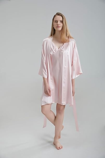 Silk Robe - Pink, One Size - Luxurious Lightweight Satin Gown, Soft & Breathable Loungewear - Premium Comfort & Timeless Elegance with Every Wear