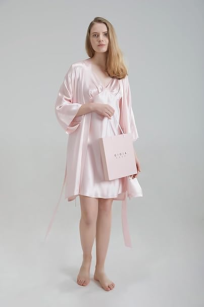 Silk Robe - Pink, One Size - Luxurious Lightweight Satin Gown, Soft & Breathable Loungewear - Premium Comfort & Timeless Elegance with Every Wear