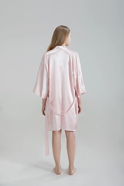 Silk Robe - Pink, One Size - Luxurious Lightweight Satin Gown, Soft & Breathable Loungewear - Premium Comfort & Timeless Elegance with Every Wear