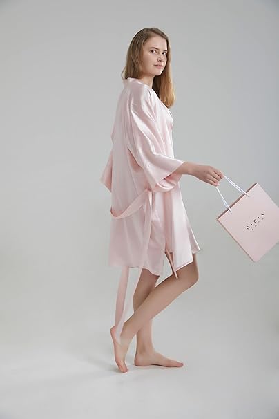 Silk Robe - Pink, One Size - Luxurious Lightweight Satin Gown, Soft & Breathable Loungewear - Premium Comfort & Timeless Elegance with Every Wear