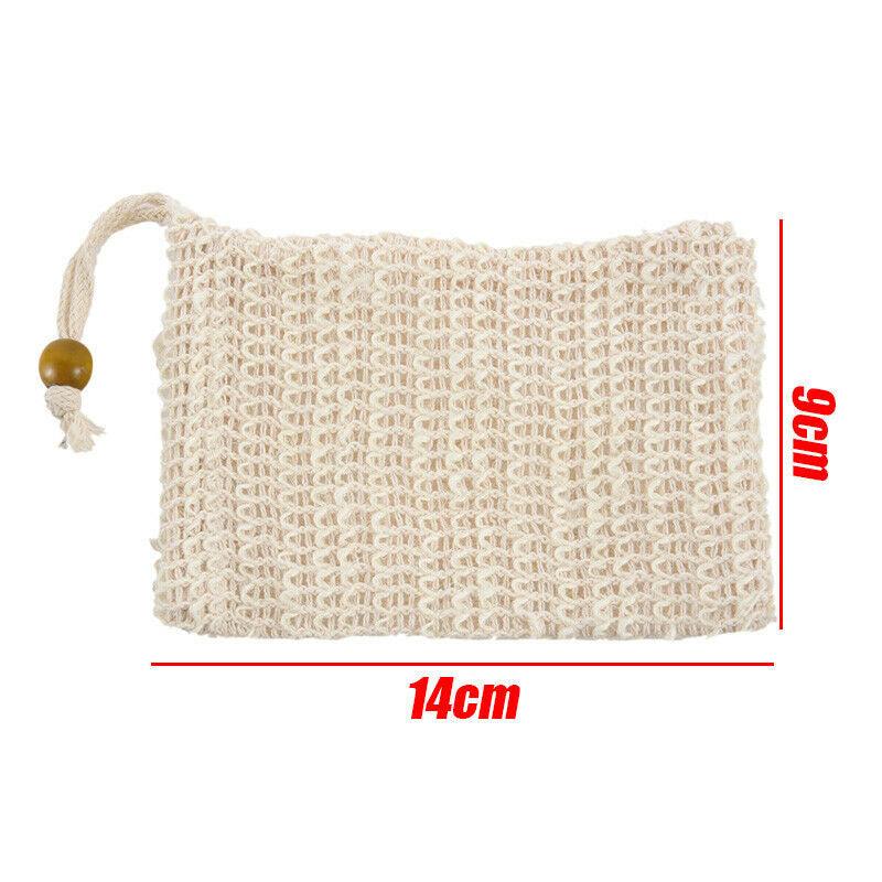 Flax Soap Saver Bag with Foaming Mesh and Drawstring for Exfoliating - 4PCS