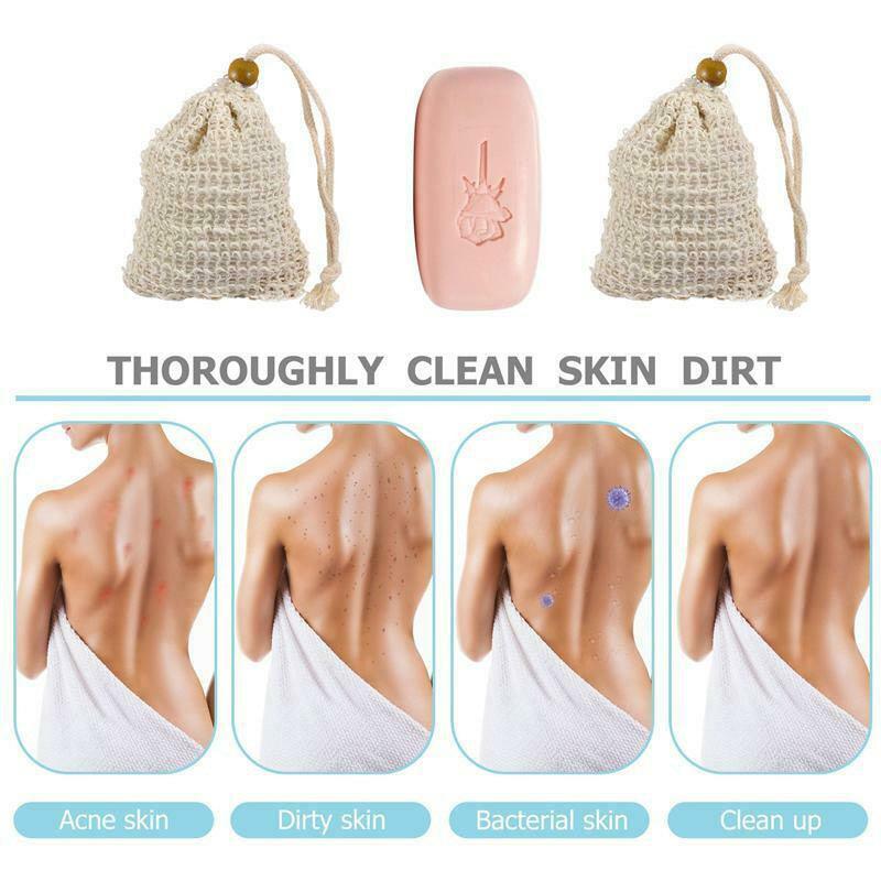 Flax Soap Saver Bag with Foaming Mesh and Drawstring for Exfoliating - 4PCS