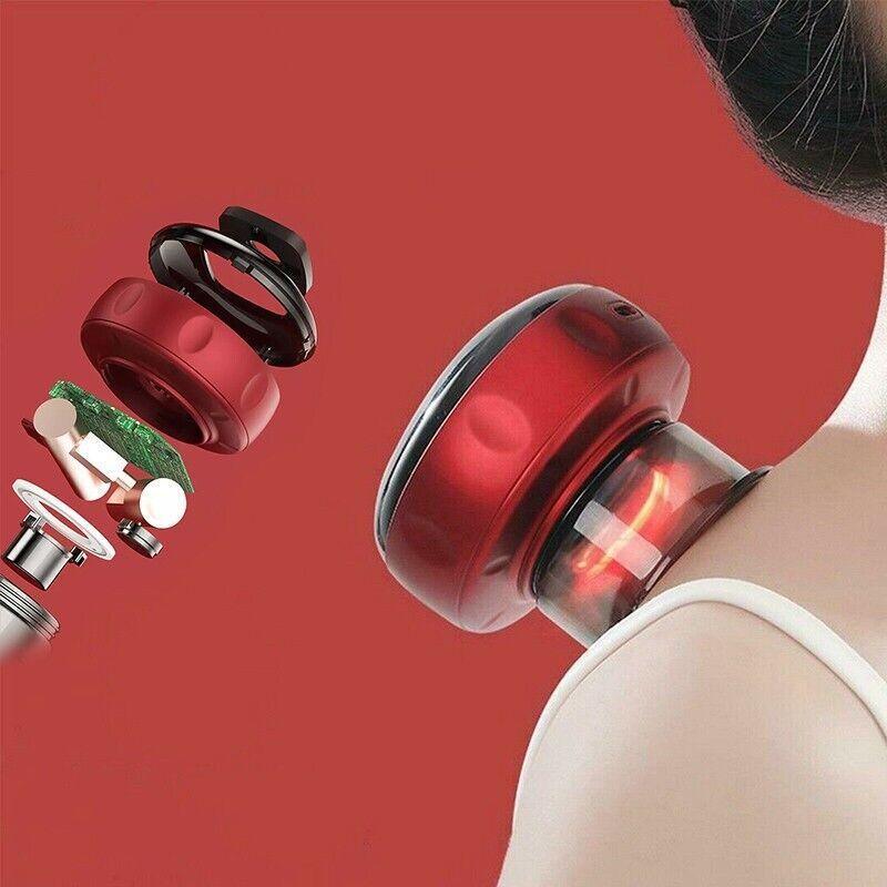 Electric Intelligent Vacuum Cupping Therapy Red Light Heating Body Slimming - Red