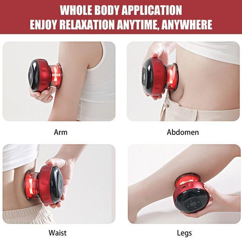 Electric Intelligent Vacuum Cupping Therapy Red Light Heating Body Slimming - Red