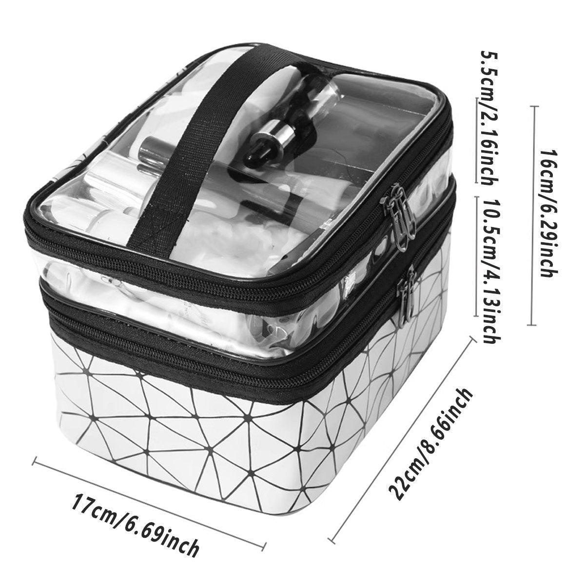 Portable Double-Layer Large Capacity Waterproof Cosmetic Bag Travel Toiletry Bag - Black