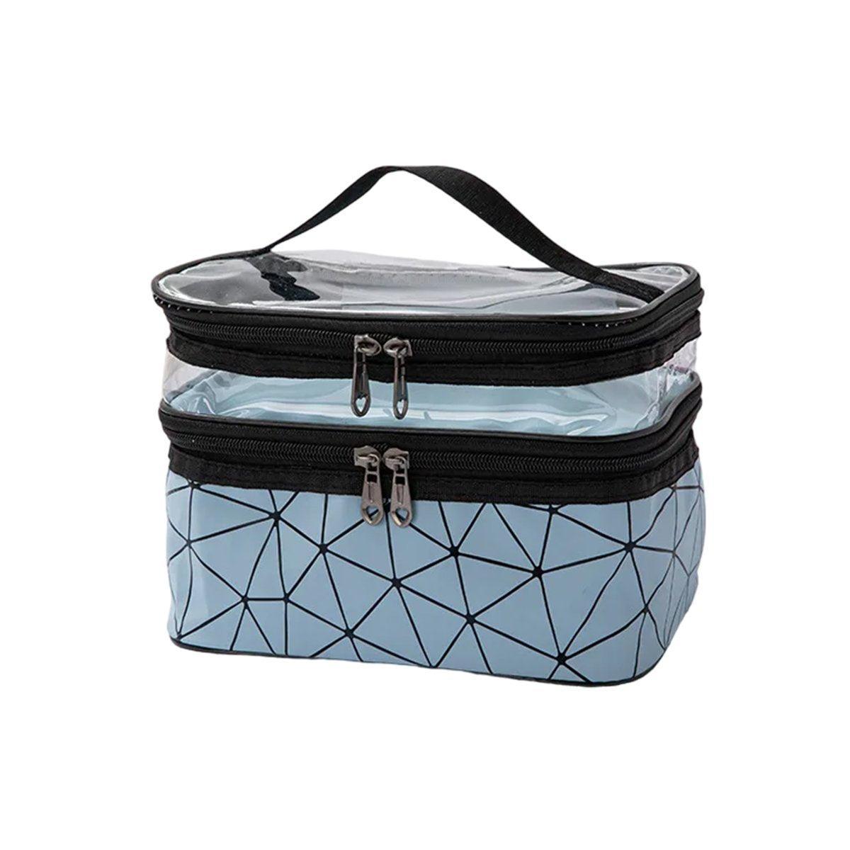 Portable Double-Layer Large Capacity Waterproof Cosmetic Bag Travel Toiletry Bag - Black