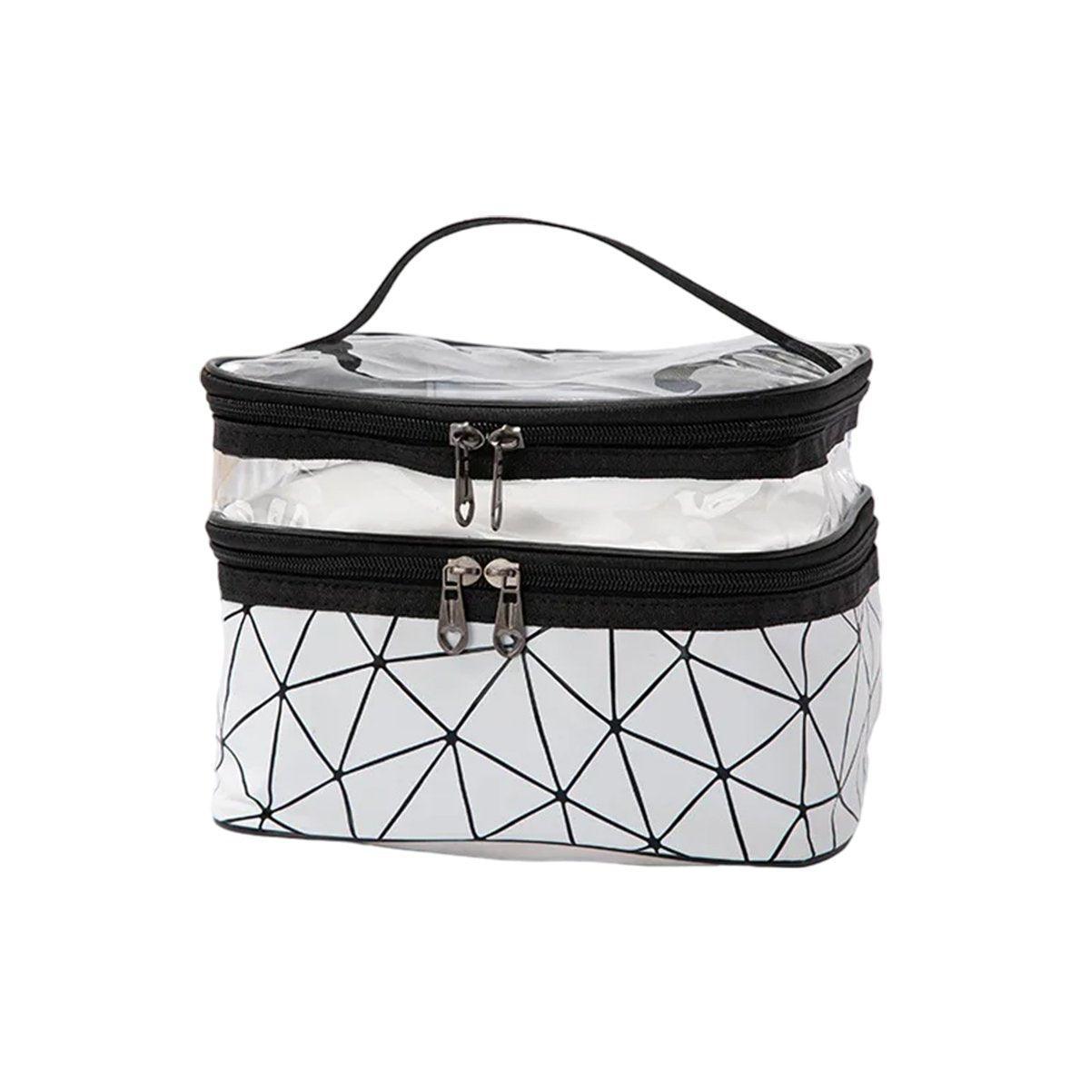 Portable Double-Layer Large Capacity Waterproof Cosmetic Bag Travel Toiletry Bag - Pink