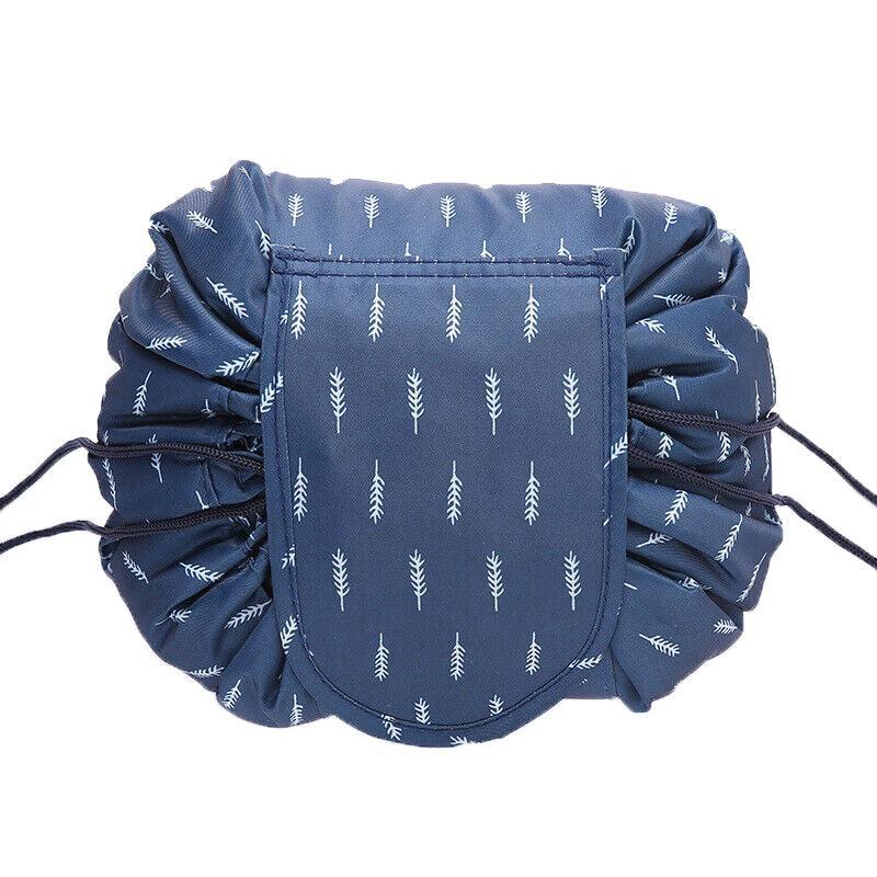 Portable Travel Makeup Bag Drawstring Cosmetic Pouch Lazy Storage Organiser Case - Green Flamingo