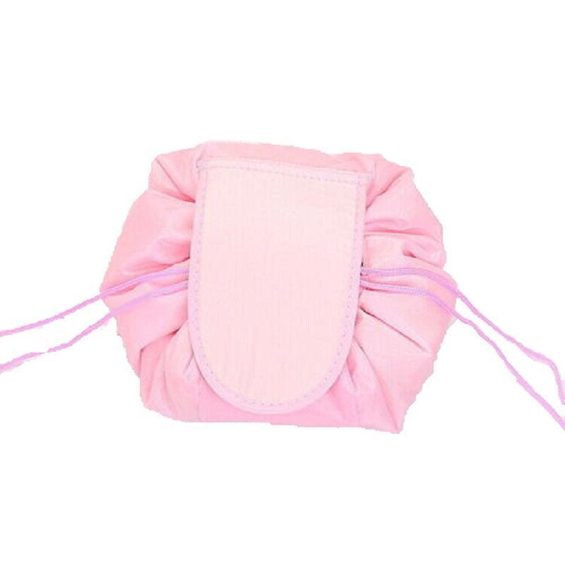 Portable Travel Makeup Bag Drawstring Cosmetic Pouch Lazy Storage Organiser Case - Green Flamingo