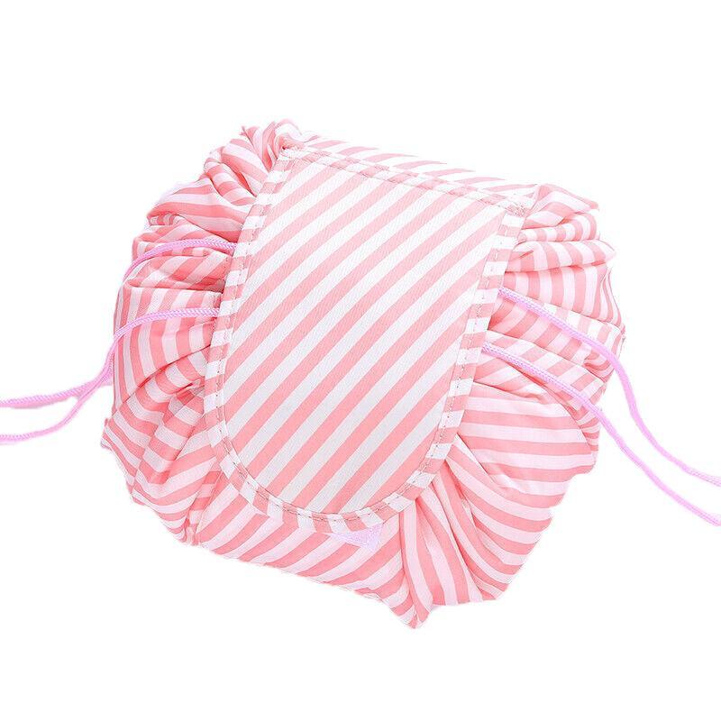 Portable Travel Makeup Bag Drawstring Cosmetic Pouch Lazy Storage Organiser Case - White Flamingo