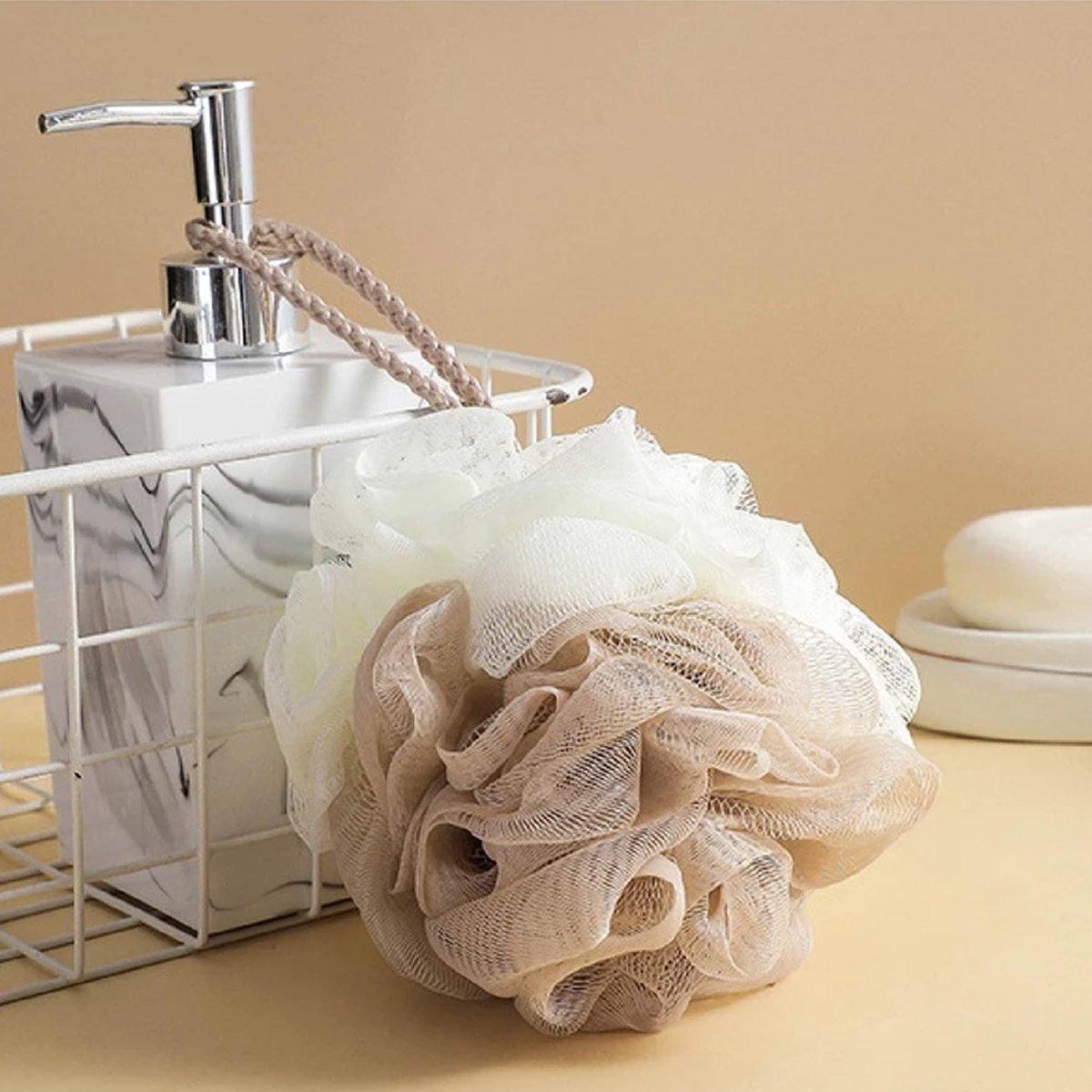 Bath Ball Mermaid Loofah Sponge Bath Puff Soft Ball Body Exfoliate Wash Shower - Apricot