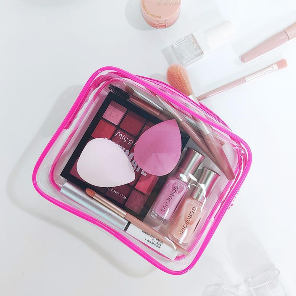 4pcs Durable PVC Cosmetic Bags Easy to Clean Multiple Sizes and Colours 9 Shades - 4pcs-Peach-Powder