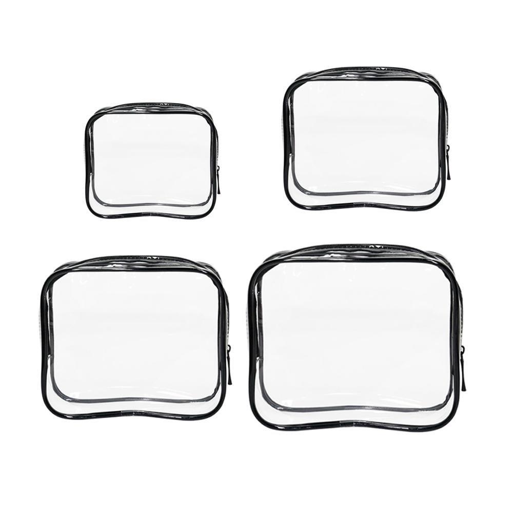4pcs Durable PVC Cosmetic Bags Easy to Clean Multiple Sizes and Colours 9 Shades - 4pcs-Peach-Powder