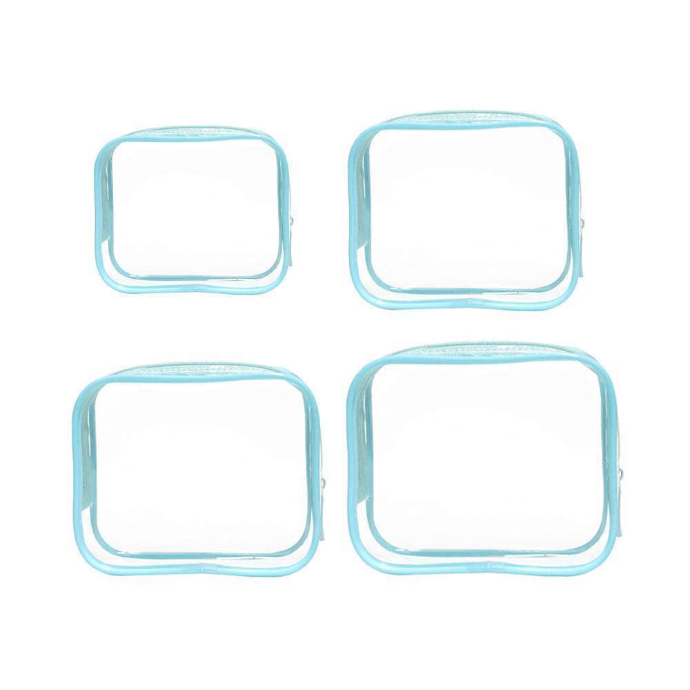 4pcs Durable PVC Cosmetic Bags Easy to Clean Multiple Sizes and Colours 9 Shades - 4pcs-Peach-Powder