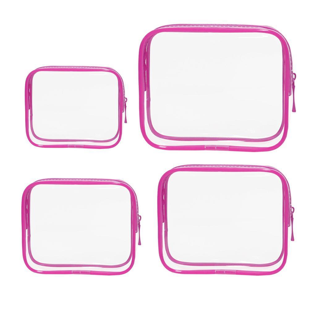 4pcs Durable PVC Cosmetic Bags Easy to Clean Multiple Sizes and Colours 9 Shades - 4pcs-Peach-Powder