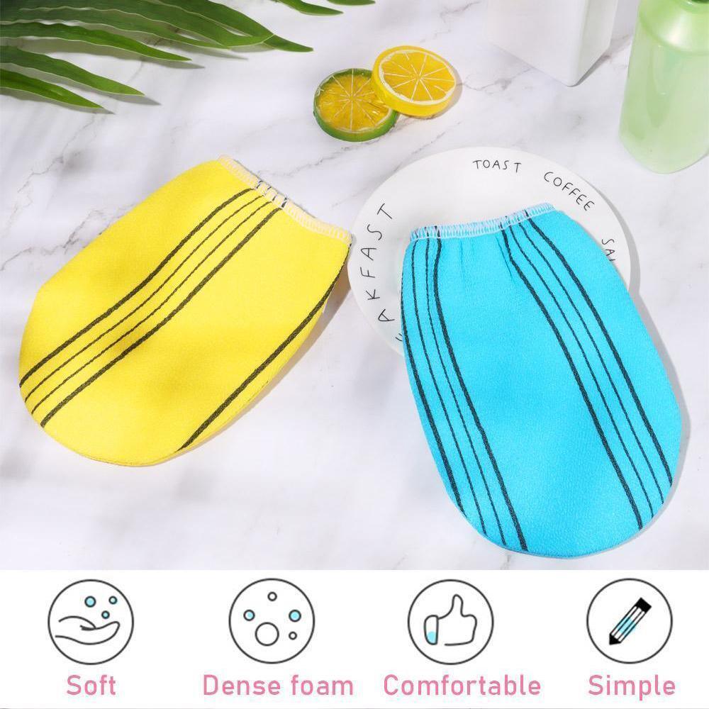 Fiber Cleaner Bath Glove Exfoliating Towel Body Rub Shower Scrub Glove Washcloth - Blue
