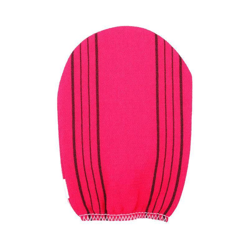 Fiber Cleaner Bath Glove Exfoliating Towel Body Rub Shower Scrub Glove Washcloth - Rose Red