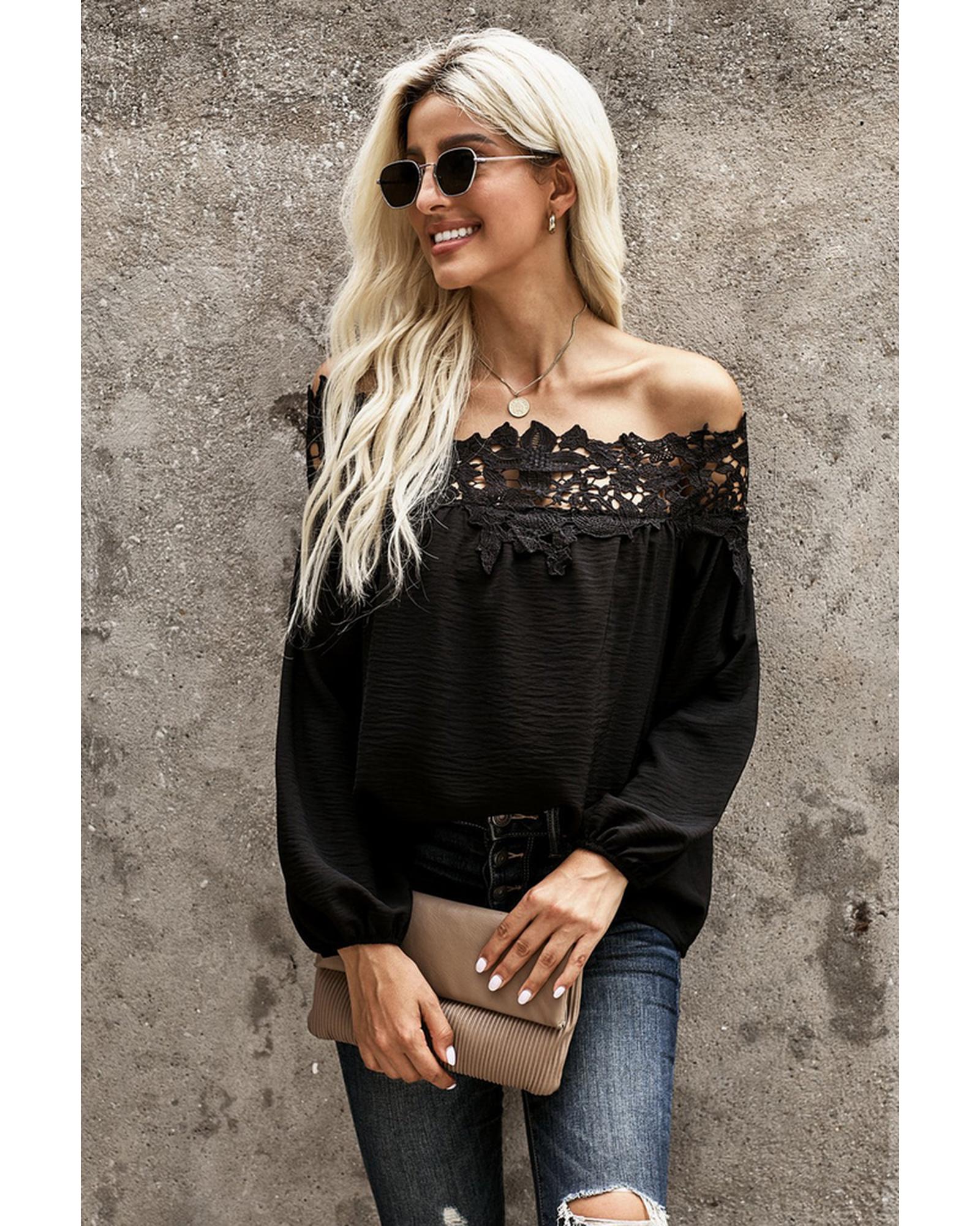 Azura Exchange Lace Off The Shoulder Top - M