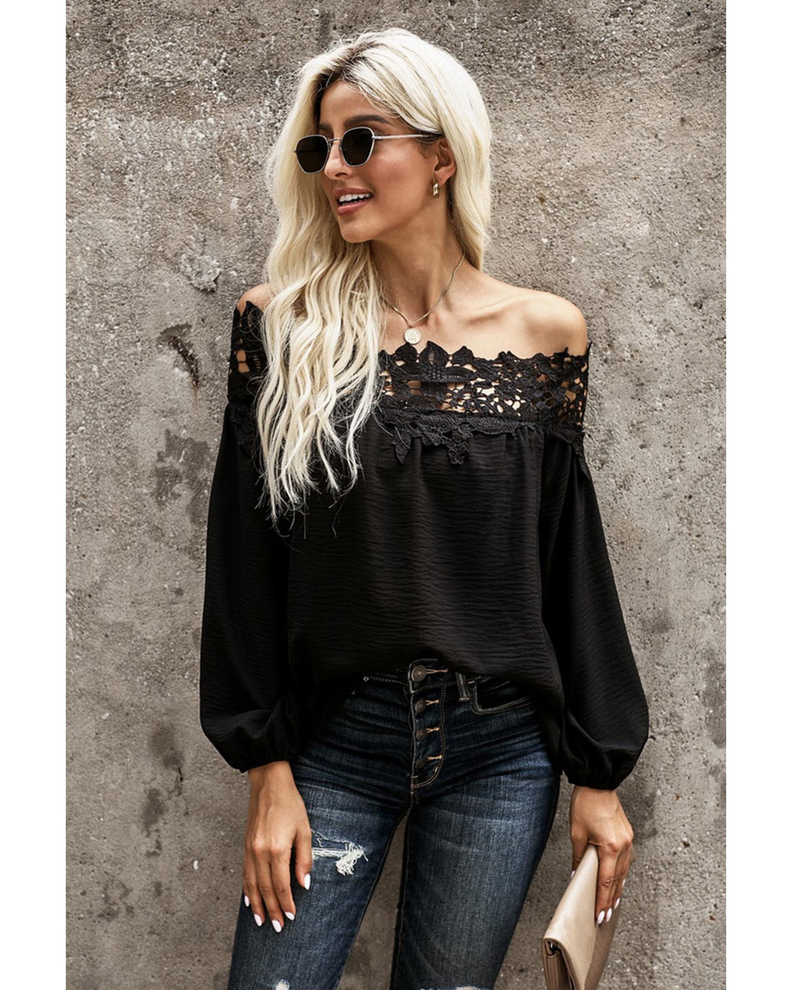 Azura Exchange Lace Off The Shoulder Top - M