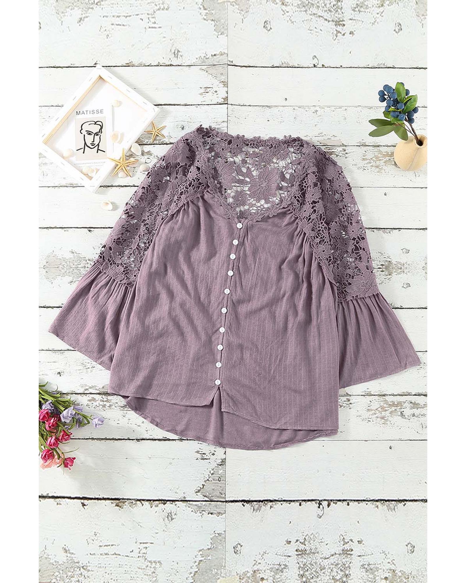 Azura Exchange Lace Button Top - 4XL