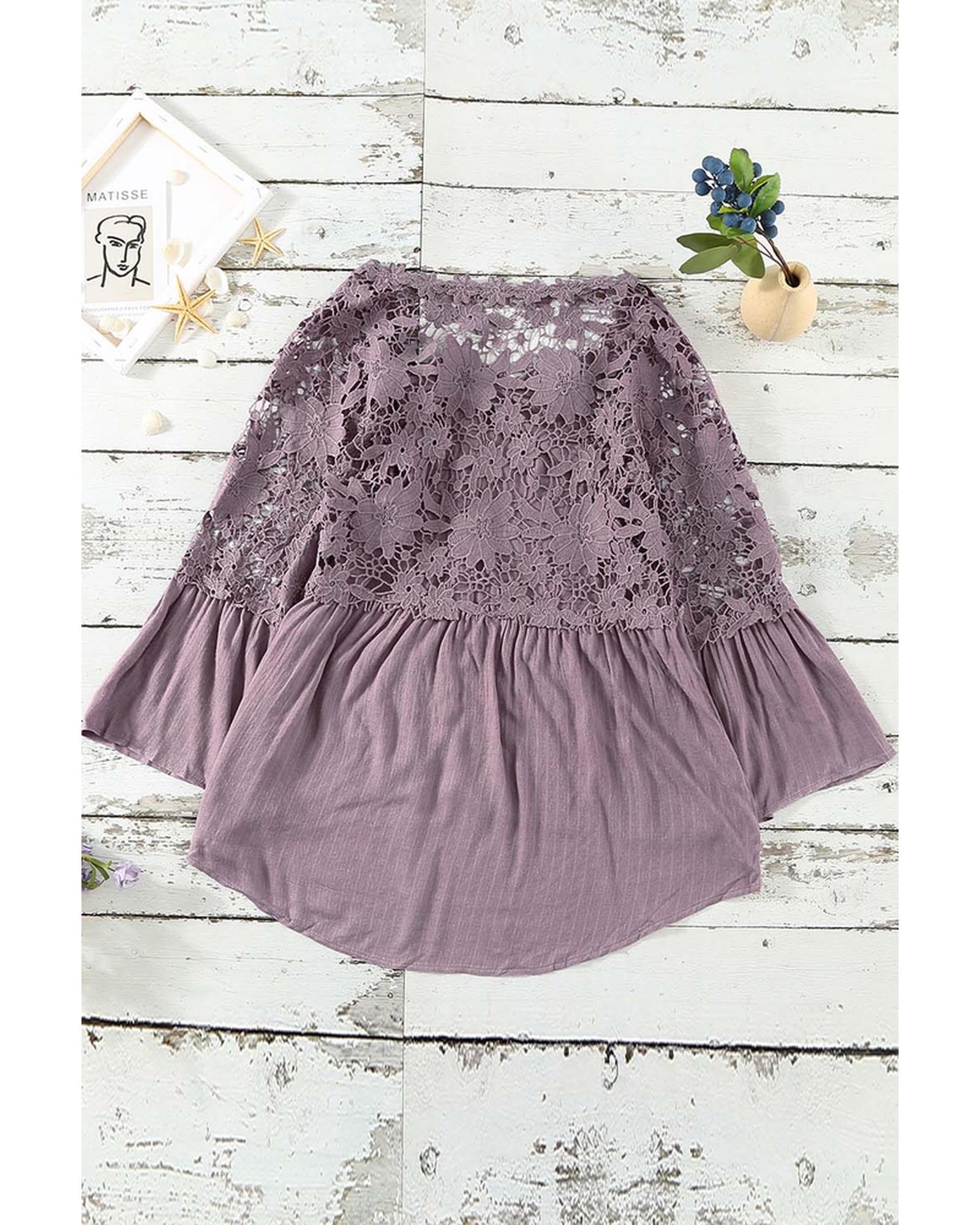 Azura Exchange Lace Button Top - 4XL