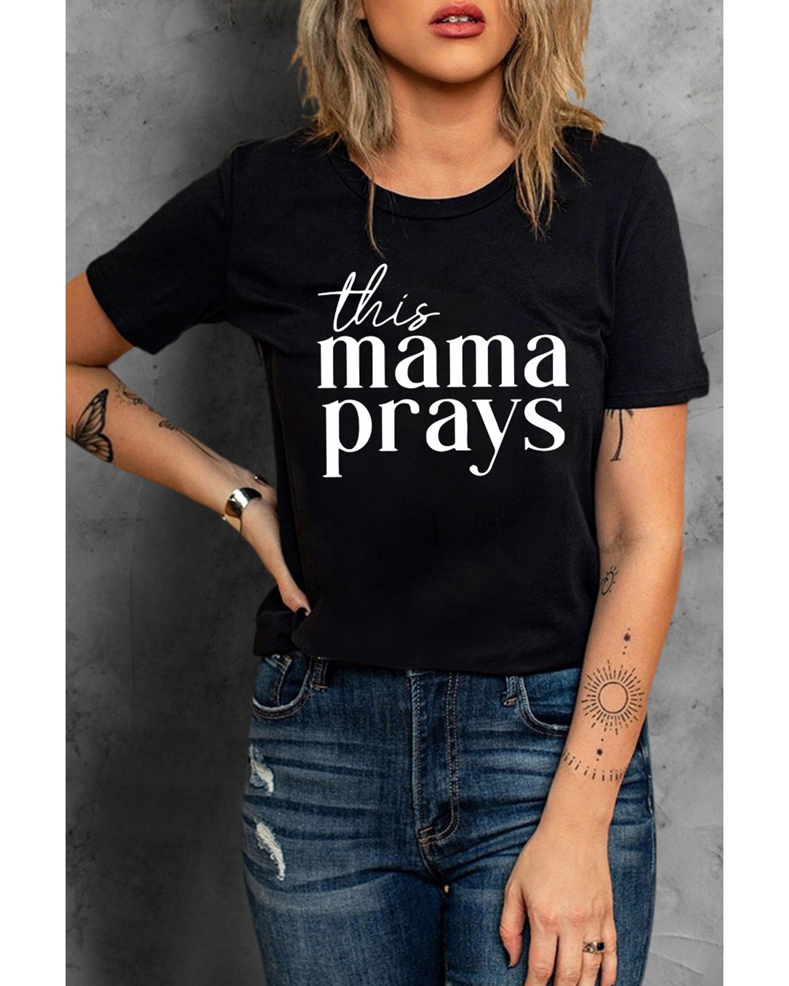 Azura Exchange Mama Prays Letters Print Plain Tee - 2XL