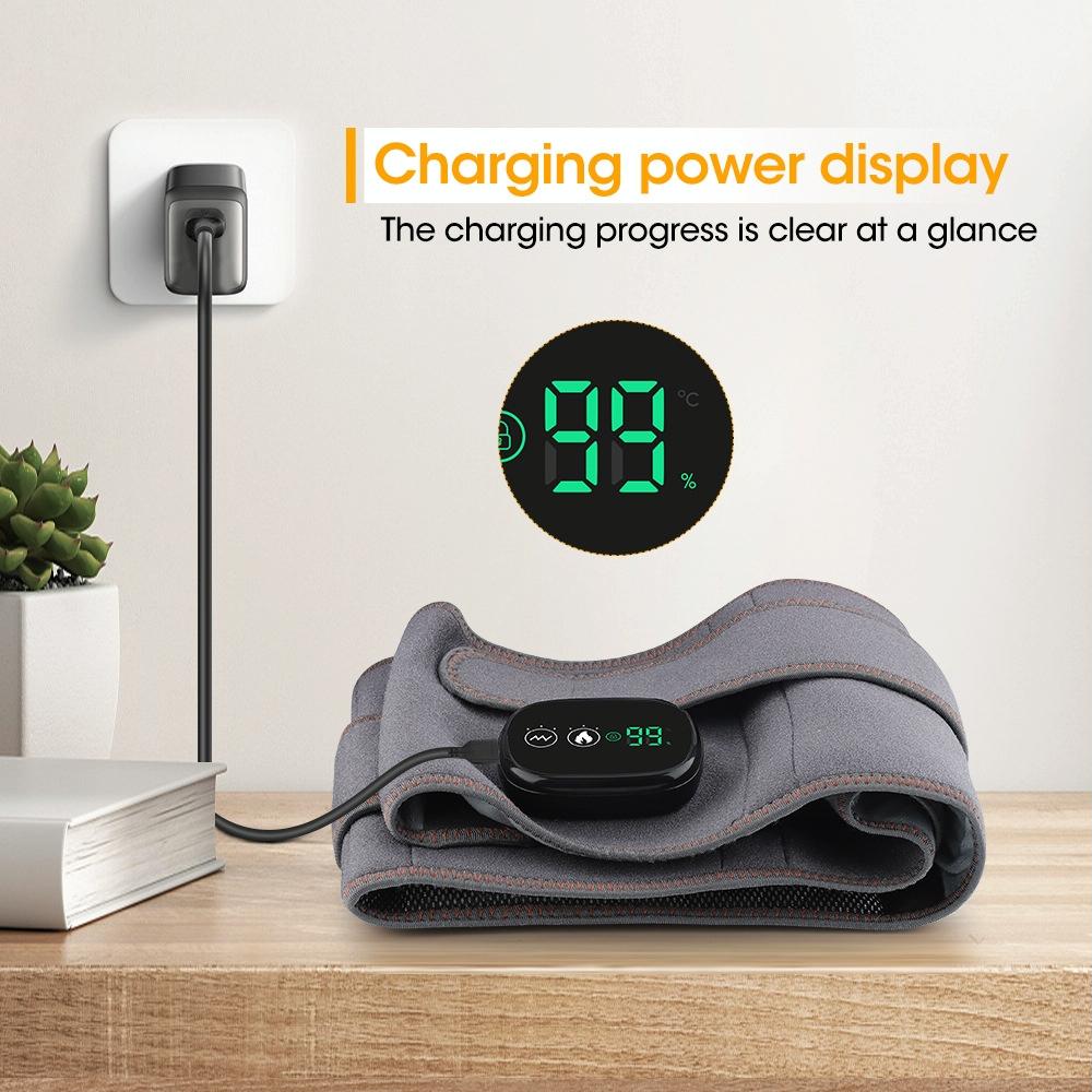 Usb Heated Massage Lumbar Belt Gray