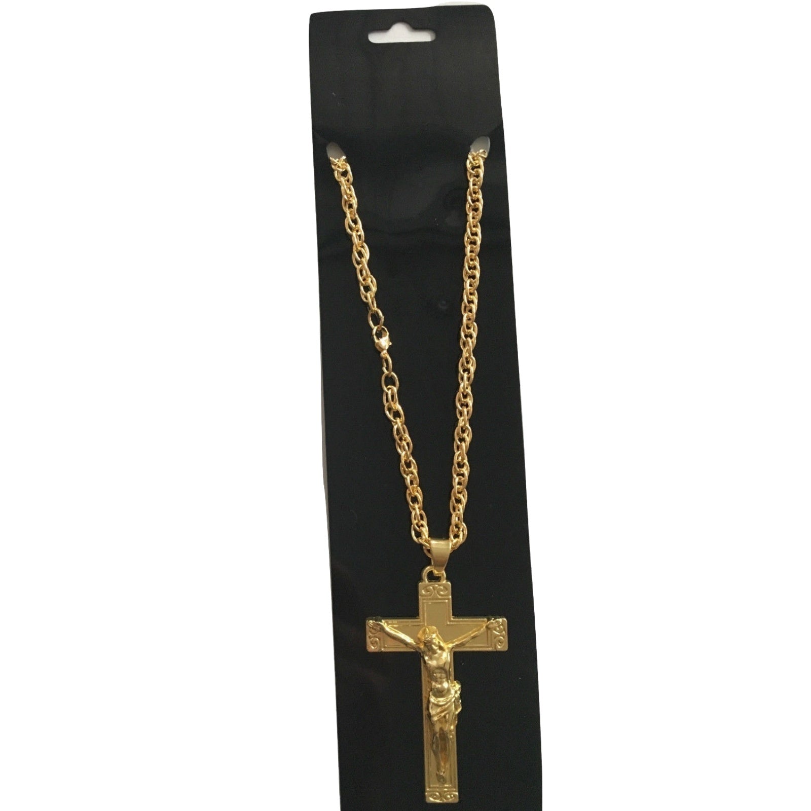 Jesus Christ Metal Necklace Chain Pendant Chain Jewellery Crucifix - Gold