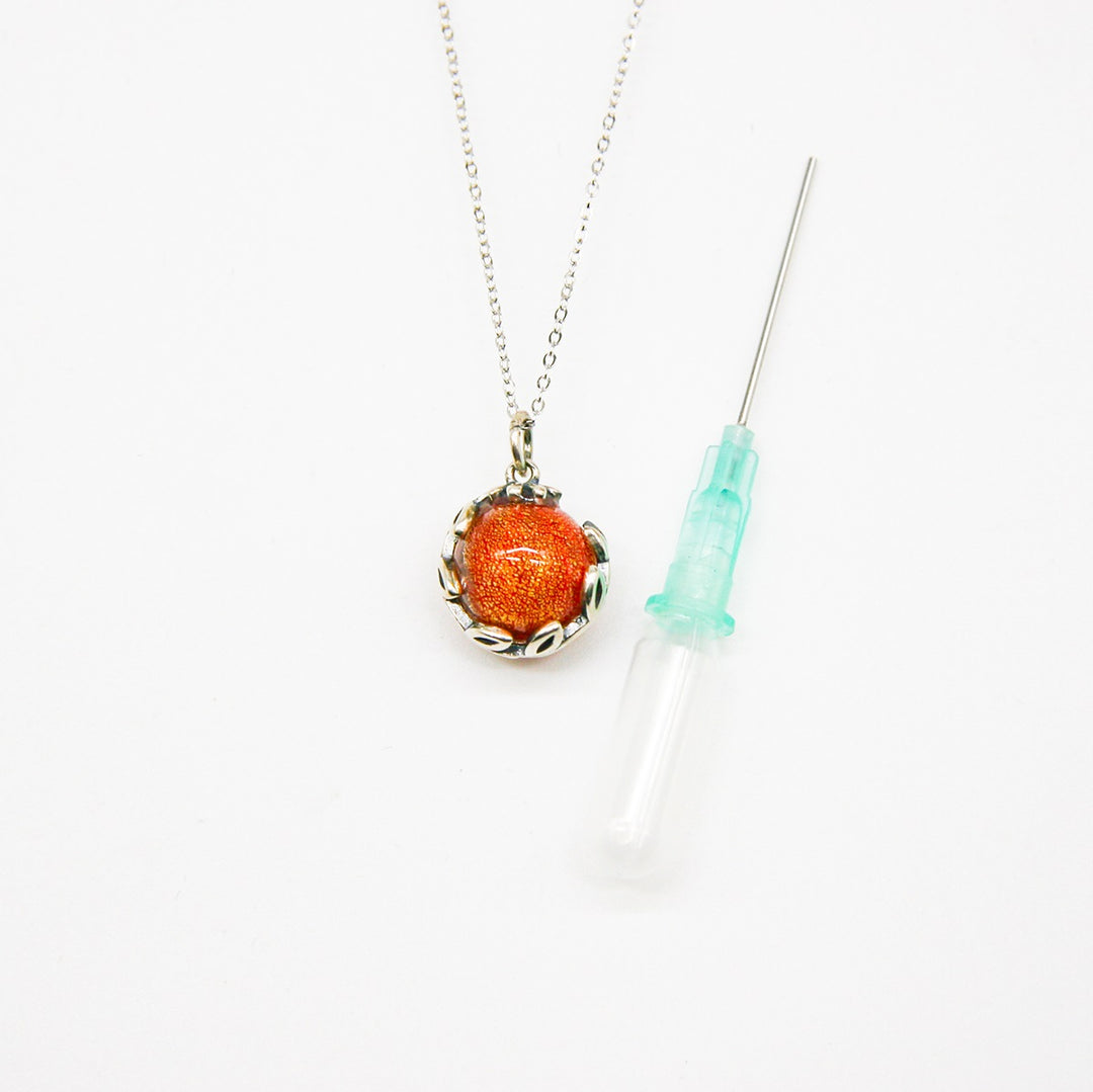 Gift Box - Aroma Necklace White Gold - Planet Solstice Sunburst (Fire Red) + Purify Oil Blend