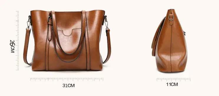 Elegant PU Leather Tote Bag with Detachable Strap - Brown