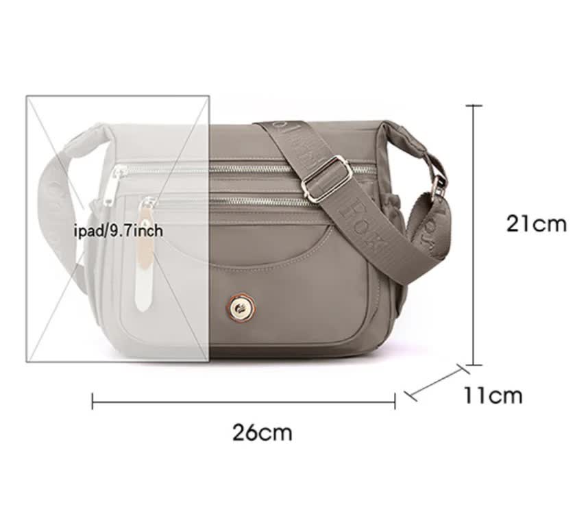 Gold Nylon Crossbody Bag with Multiple Compartments - Compact and Stylish Design