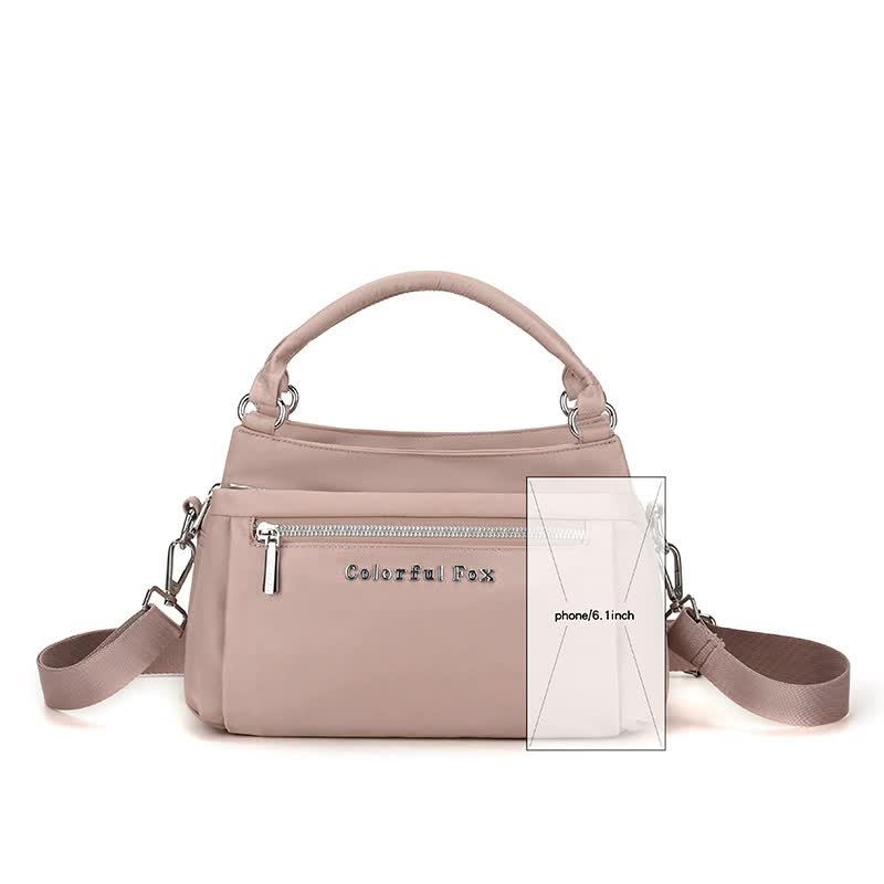 Mocha Gray Waterproof Nylon Crossbody Bag - Lightweight and Adjustable Strap Shoulder Bag for Women