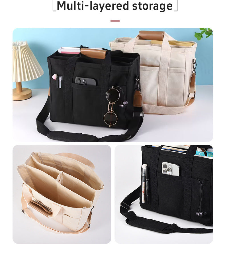 White Large Capacity Multi-Compartment Tote Bag - Stylish and Versatile for Women, Ideal for Organizing Essentials or as a Mommy Bag(Photography props not included)