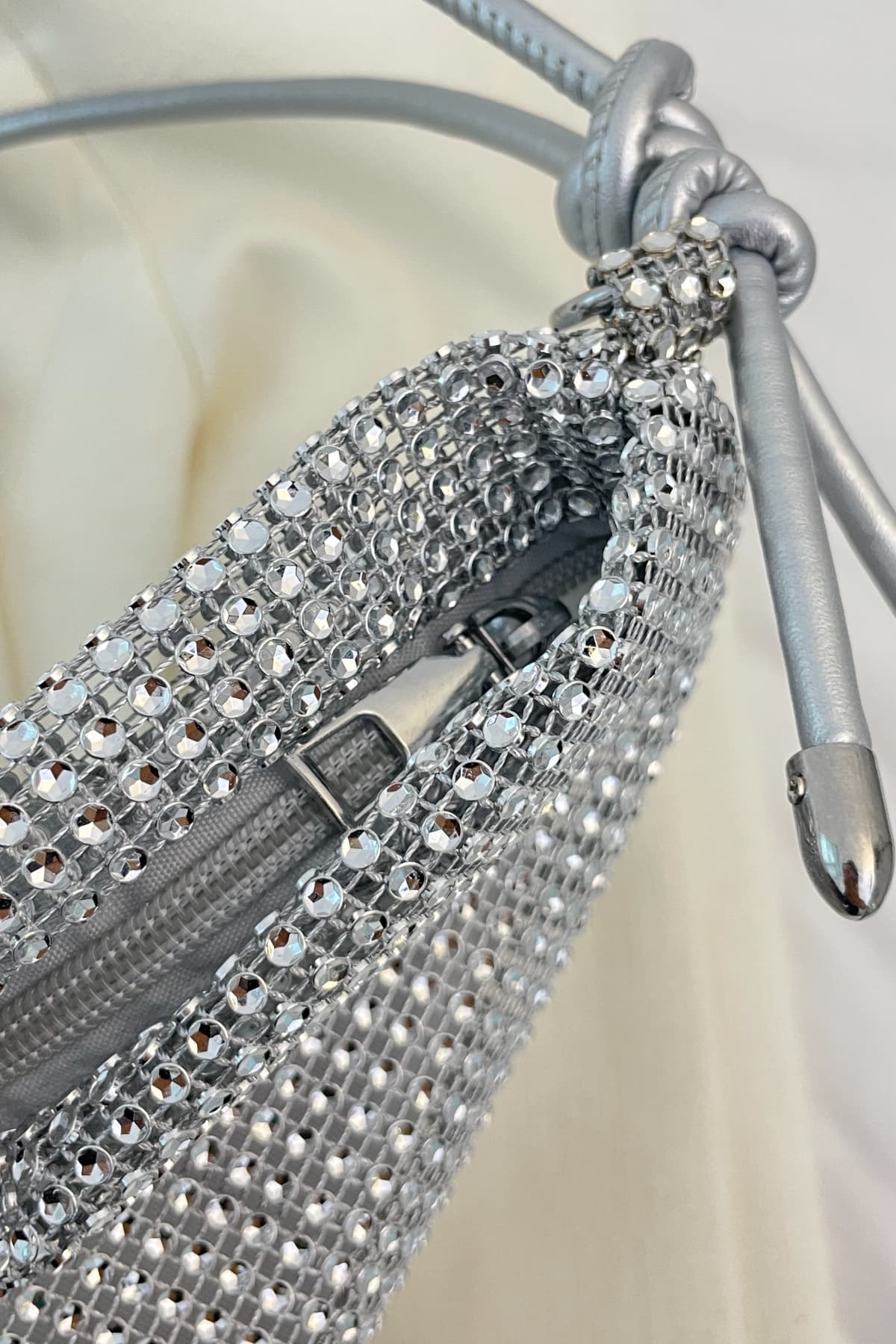 Rhinestone Knotted Strap Crossbody Bag